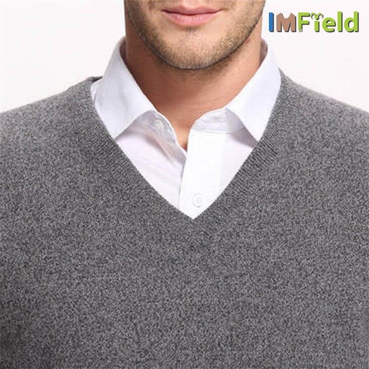 Mens V Neck Knit Cashmere Pullover Sweater