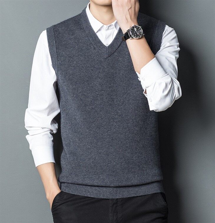 Mens V Neck Wool Western Vest