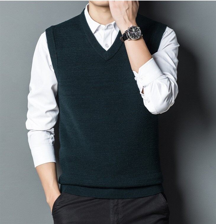 Mens V Neck Wool Western Vest