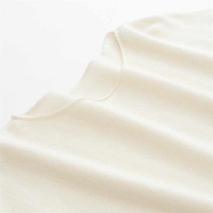 Mid-length Sleeves Side Slit Cashmere Dress