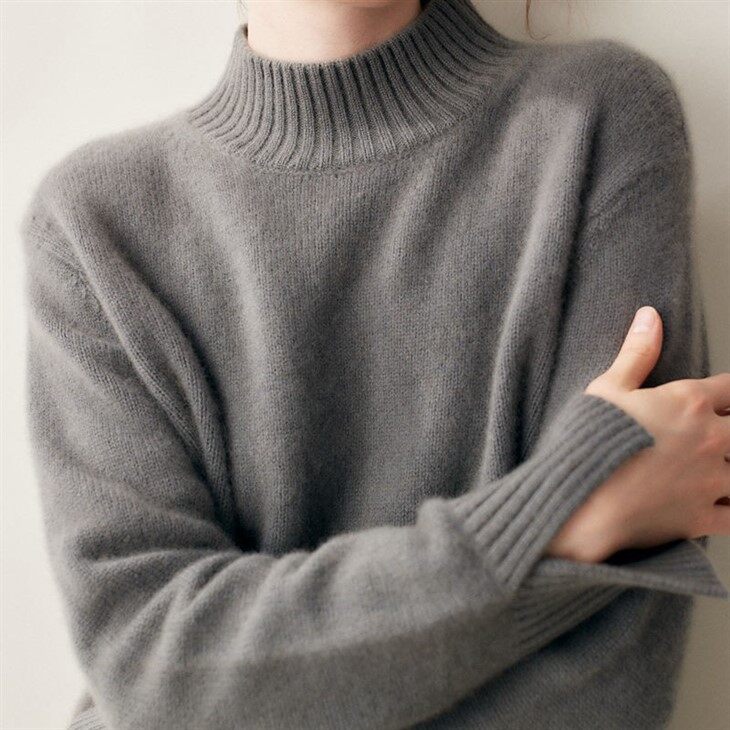 Mongolia Turtleneck Chunky Knitted Cashmere Merino Wool Sweater For Women