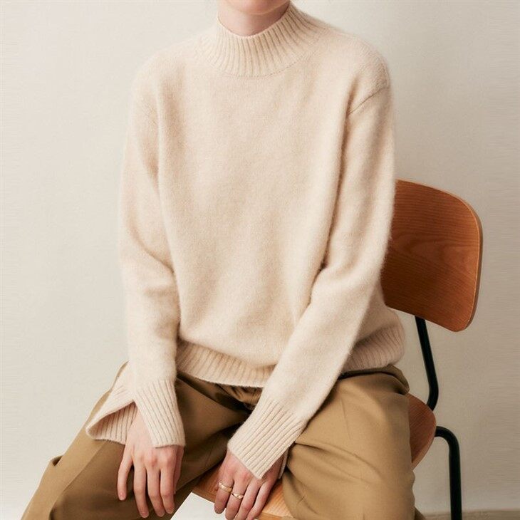 Mongolia Turtleneck Chunky Knitted Cashmere Merino Wool Sweater For Women