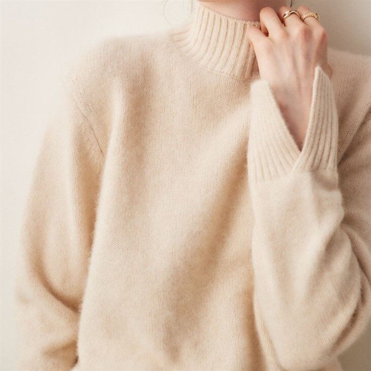 Mongolia Turtleneck Chunky Knitted Cashmere Merino Wool Sweater For Women