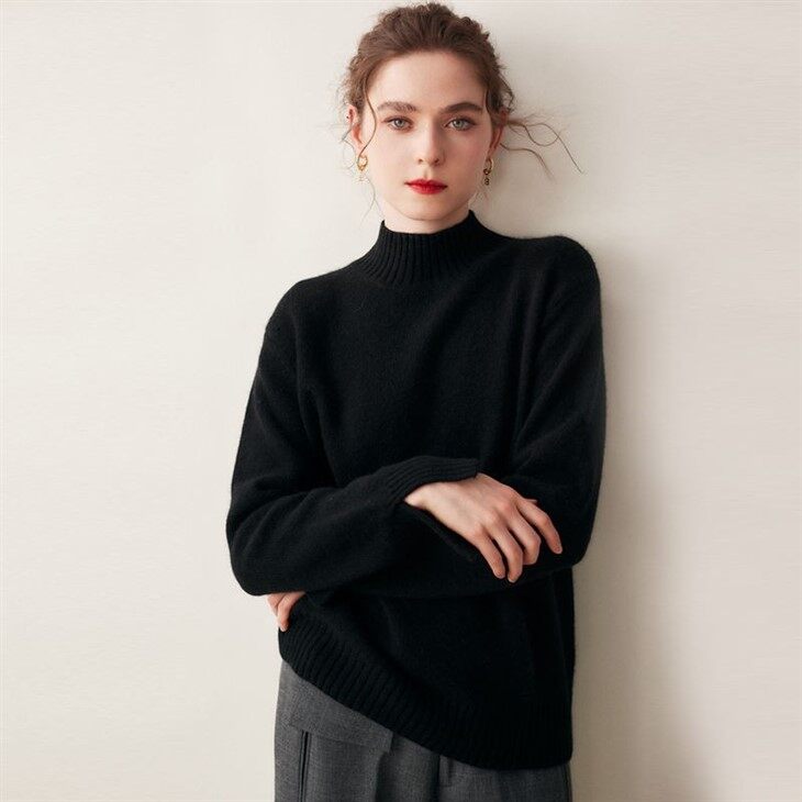 Mongolia Turtleneck Chunky Knitted Cashmere Merino Wool Sweater For Women