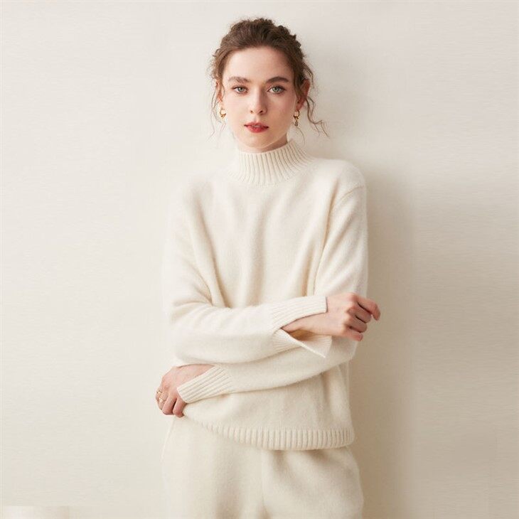 Turtleneck Kötött női kasmír merinó gyapjú pulóver