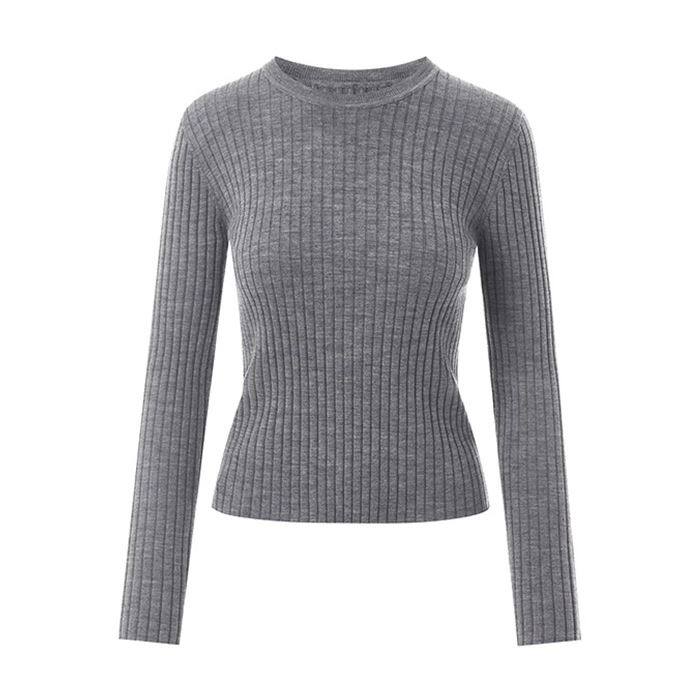 Mongoolse trui van merinowol met ronde hals