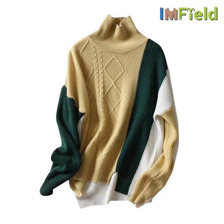 New Women Cable Knit Turtle Neck Cashmere Sweater