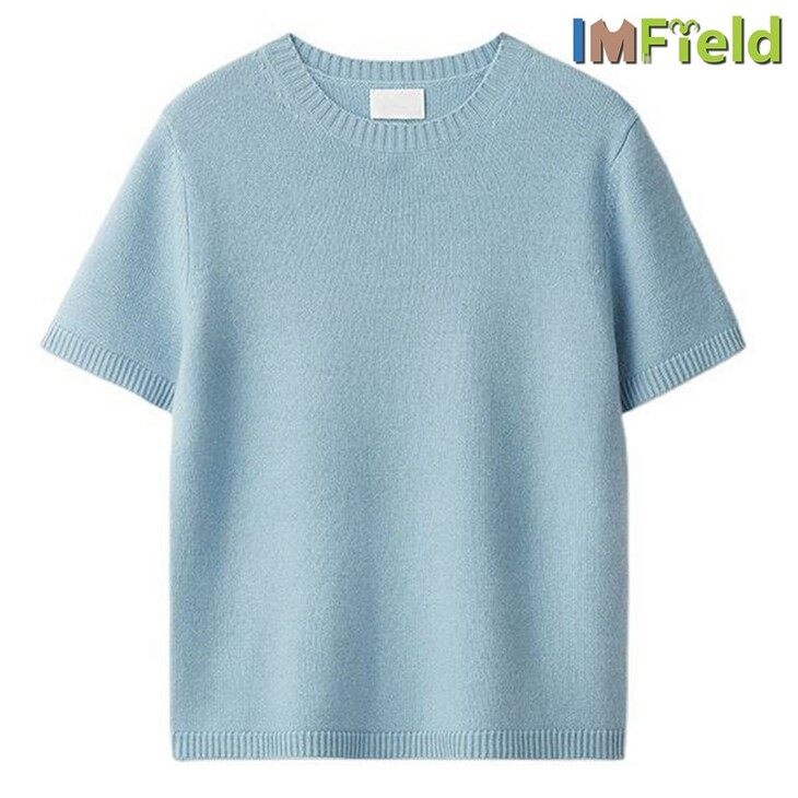 O Neck Pure Cashmere Plain Knit Style Cashmere T-shirt For Women