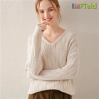Kvinde løs v-hals udhulet Cashmere Sweater