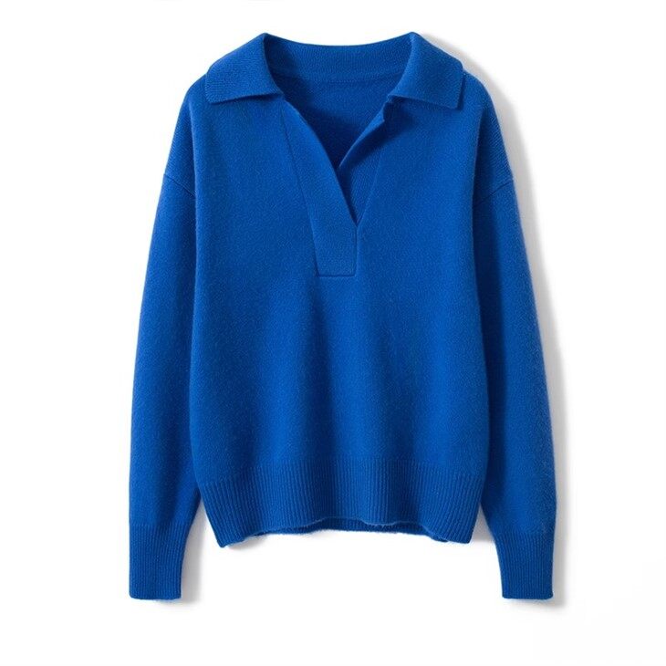 cashmere collared v neck sweater for women