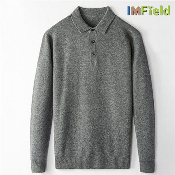 Pure Color Polo Collar Cashmere Wool Knitwear Sweater