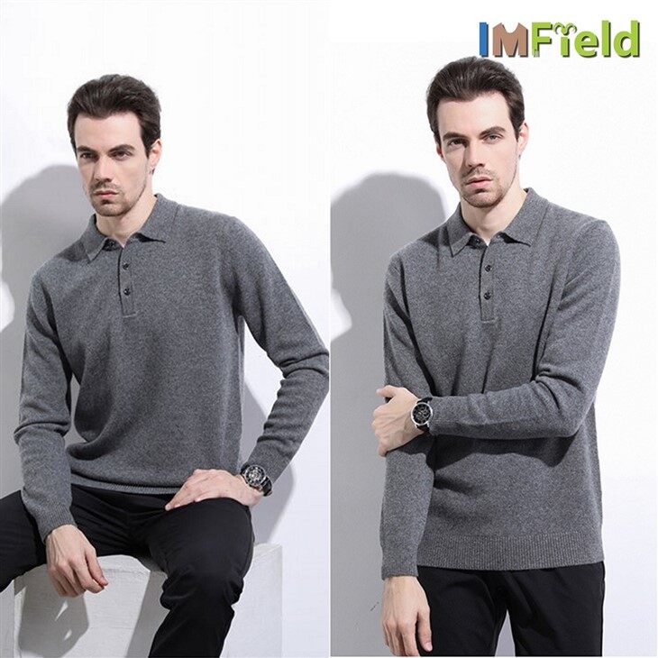 Pure Color Polo Collar Cashmere Wool Knitwear Sweater
