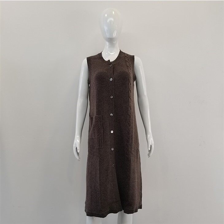 Sleeveless Single Breasted Cashmere Cardigan Dress