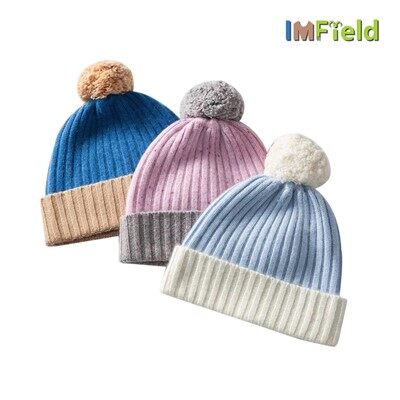 Chapéu de malha de caxemira para bebê com Pom Pom