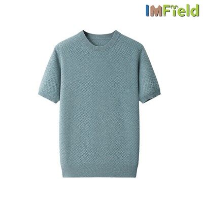 Casualowy sweter ze 100% kaszmiru, z krótkim rękawem i okrągłym dekoltem