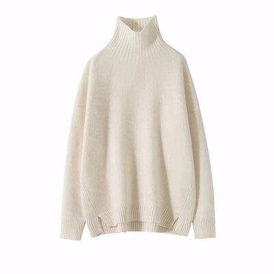 Свободен пуловер с висока яка от чист кашмир Chunky Kint