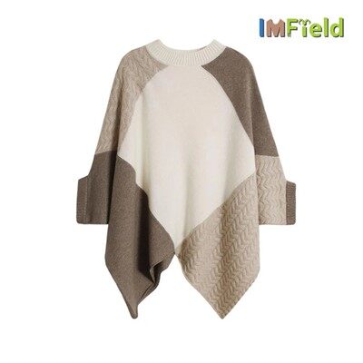 Luksusa locītavu apaļa apkakle kašmira pončo