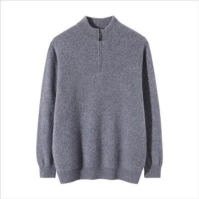 Мъжки кашмирен пуловер с четвърт цип