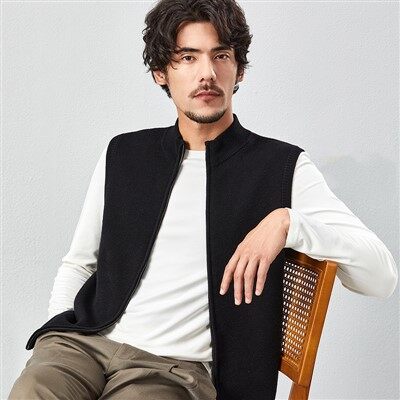 Мушки џемпер без рукава од кашмира са патентним затварачем