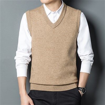 Heren v-hals wollen westernvest