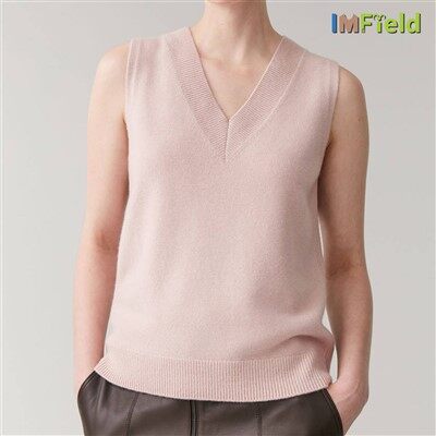 V-neck Knitcashmere Sweater Jaket Kasmir Tanpa Lengan Untuk Wanita