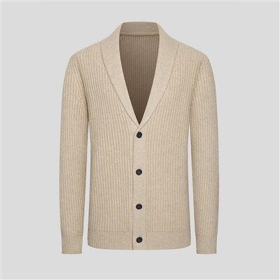 Suéter de cardigã de caxemira com gola de terno de inverno 100