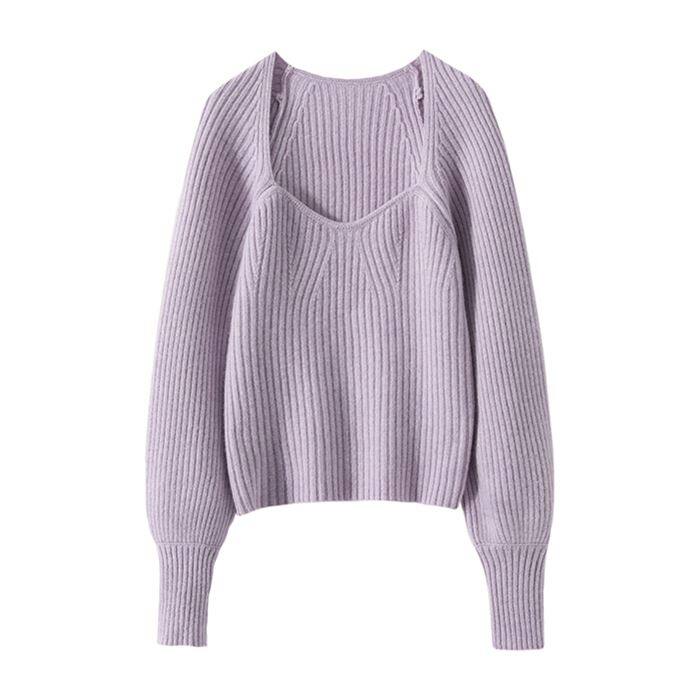 Pull en cachemire à col carré