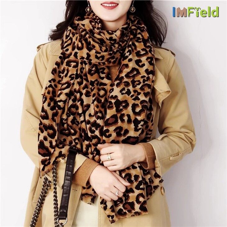Thin Leopard Print Cashmere Scarf For Women