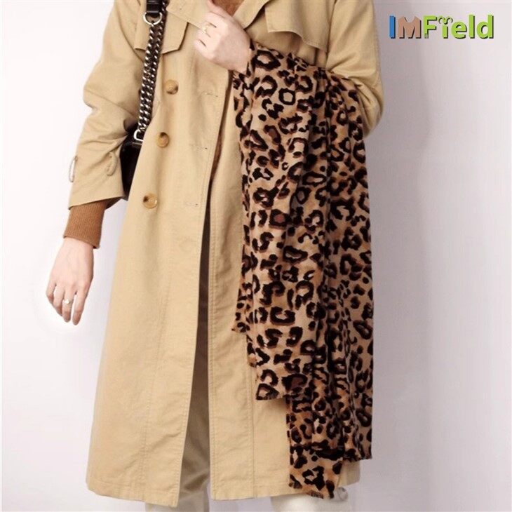 Thin Leopard Print Cashmere Scarf For Women