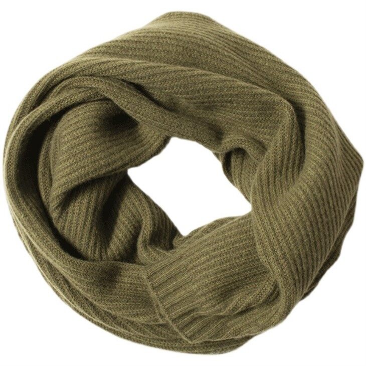 Unisex Solid Color 100% Cashmere Ribbed Knit Scarf