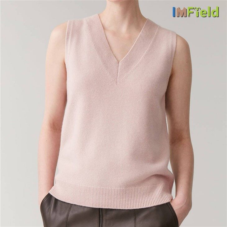 V-neck Knitcashmere Sweater Jaket Kasmir Tanpa Lengan Untuk Wanita