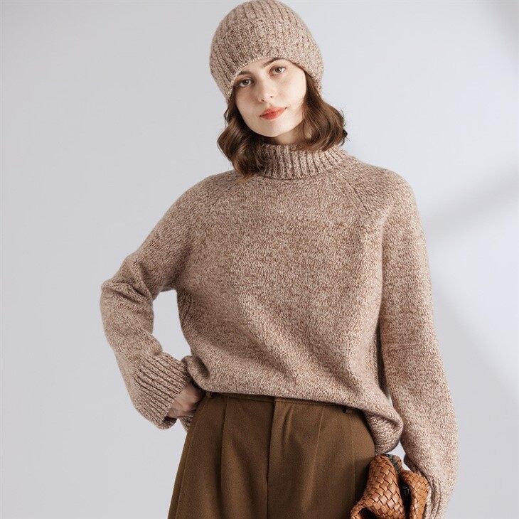 Weighted Pure Cashmere Turtleneck Kint Sweater