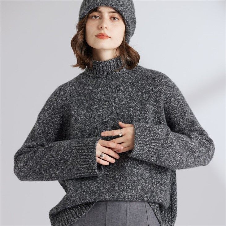 Weighted Pure Cashmere Turtleneck Kint Sweater