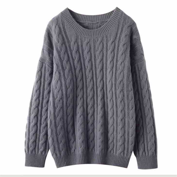 Wholesale Custom Cashmere Wool Long Sleeve Cable Knit Sweater For Woman