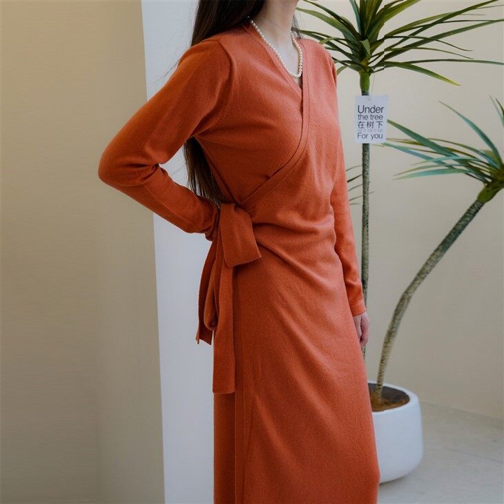 Woman Knitted Long Cashmere Sweater Dress