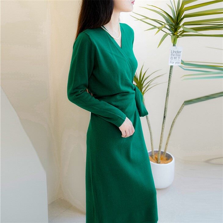 Woman Knitted Long Cashmere Sweater Dress