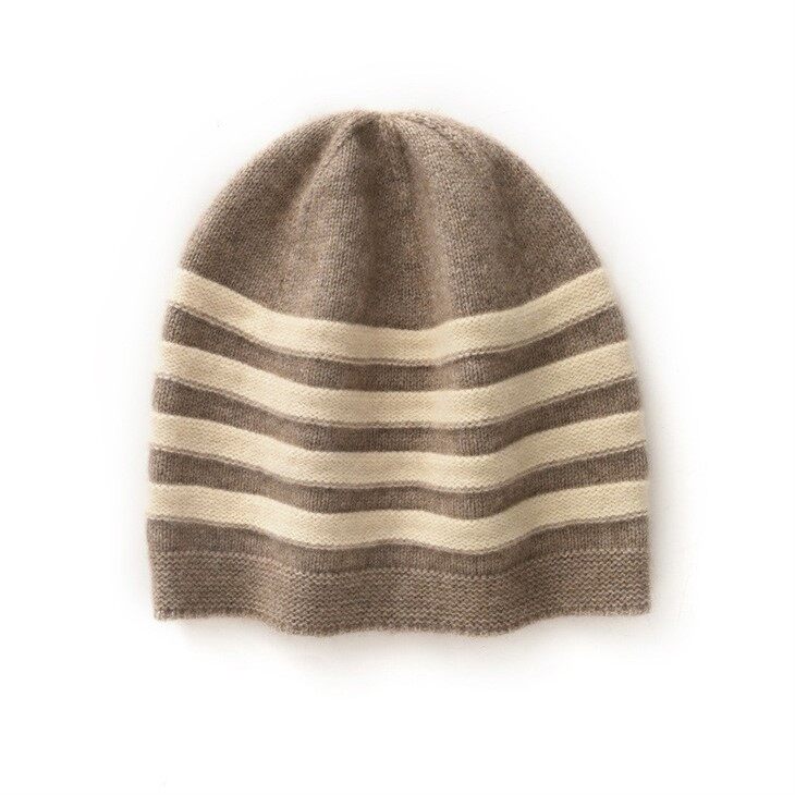 Woman's Stripe Cashmere Wool Skull Cap