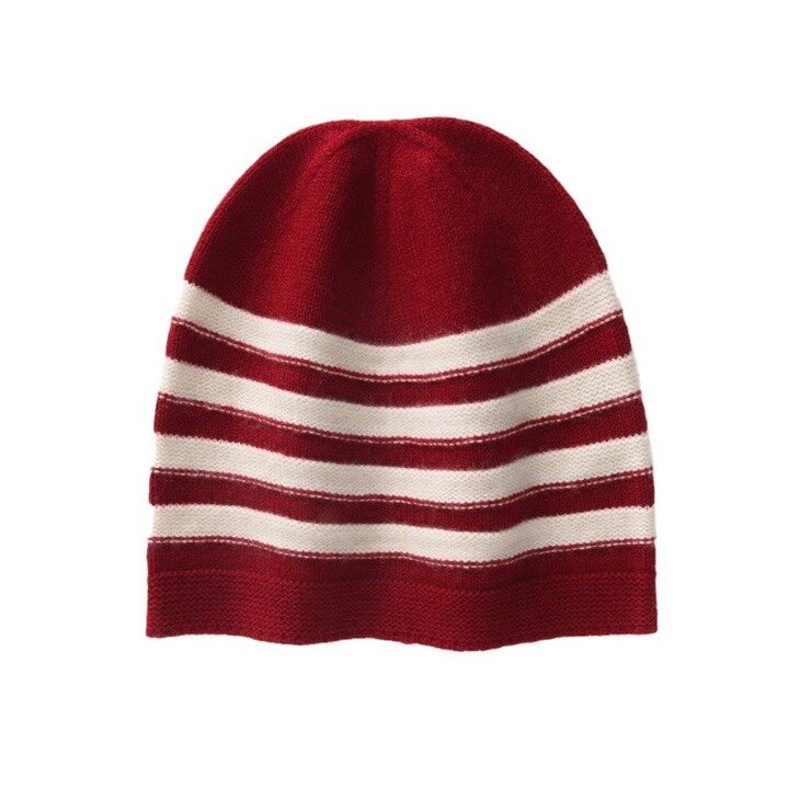 Woman's Stripe Cashmere Wool Skull Cap