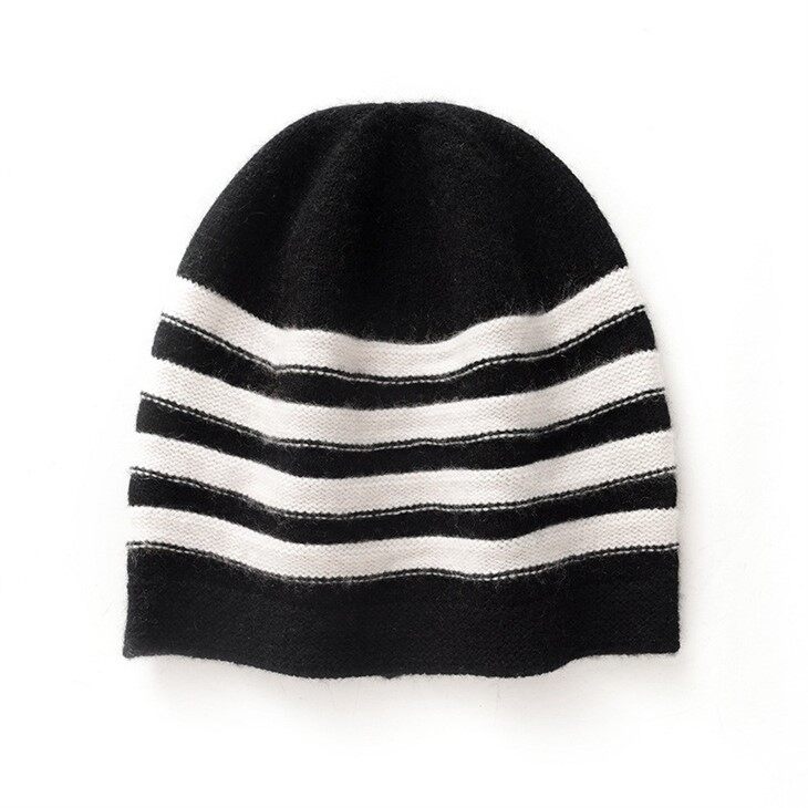 Woman's Stripe Cashmere Wool Skull Cap