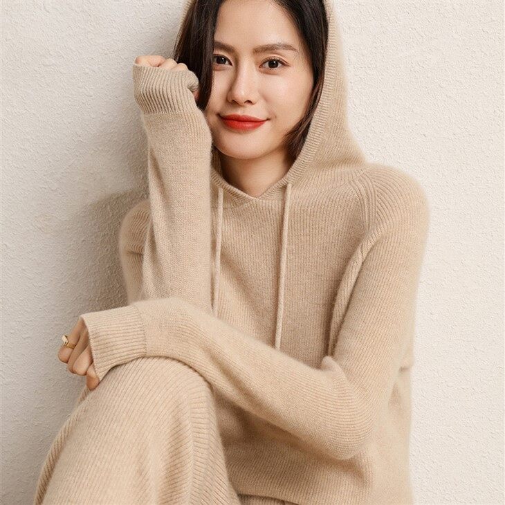 Dame uldtrøje hættetrøje