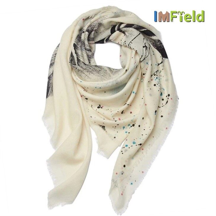 Kvinnor Oversize Fashion Print Ull Scarf