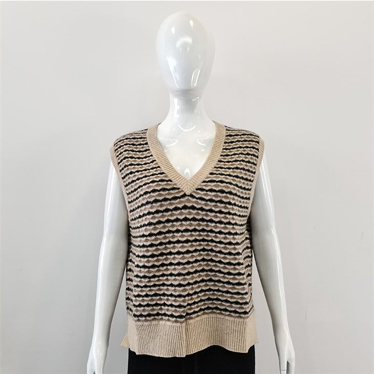 Konur rönd v háls ull camisole