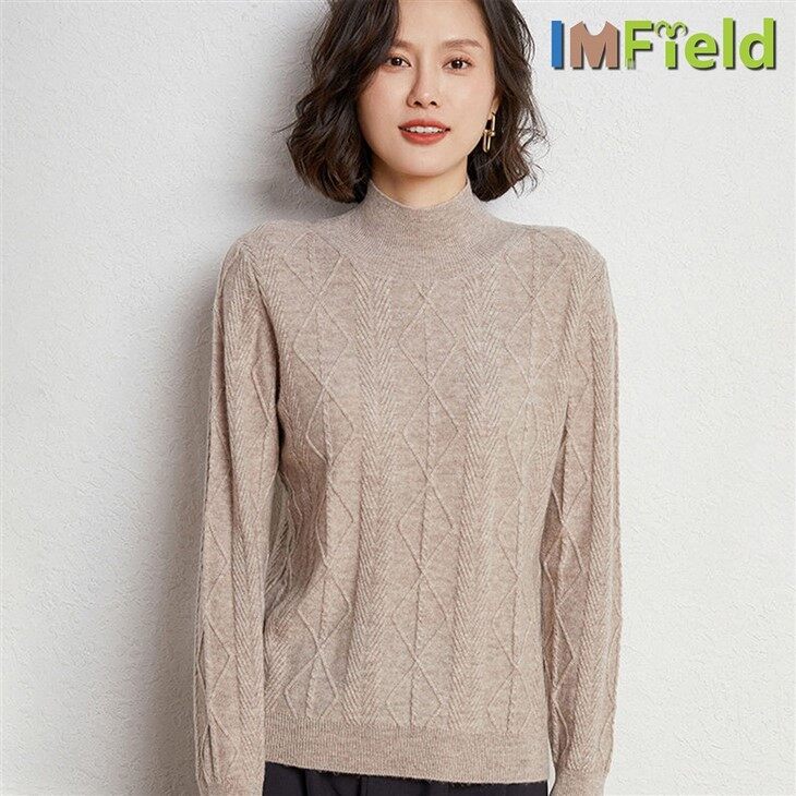 Women Stylish Turtleneck Cable Knit Cashmere Sweaters