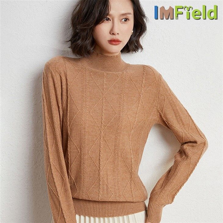 Women Stylish Turtleneck Cable Knit Cashmere Sweaters