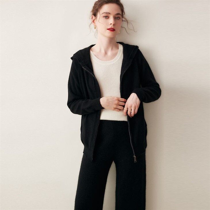 Wool Knitted Pullover Hoodie Sweater