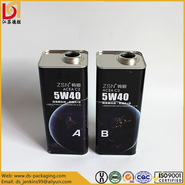 1 Liter Rectangle Plain Tin With Screw Cap