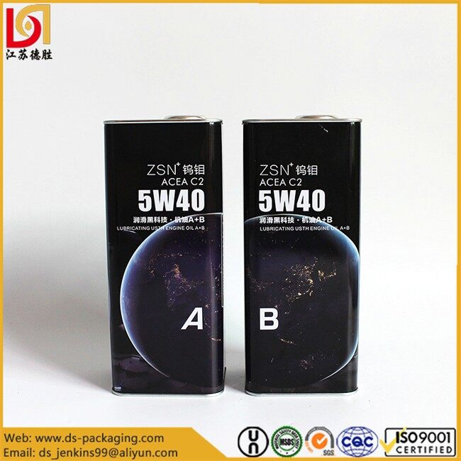 1 Liter Rectangle Plain Tin With Screw Cap