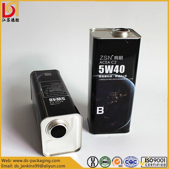 1 Liter Rectangle Plain Tin With Screw Cap