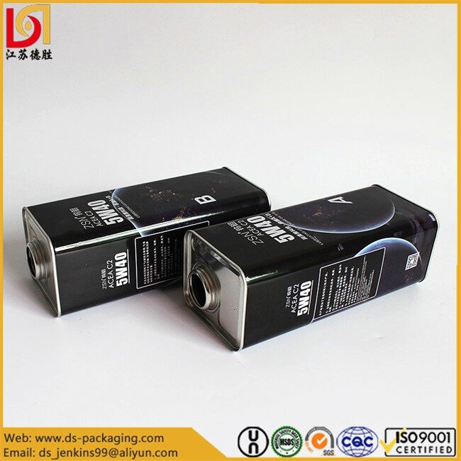 1 Liter Rectangle Plain Tin With Screw Cap