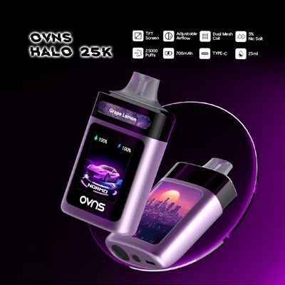 OVNS 25K 퍼프 퍼프 일회용 증기 TFT 화면 및 촉각 스위치 제어 및 전자 담배 vape
